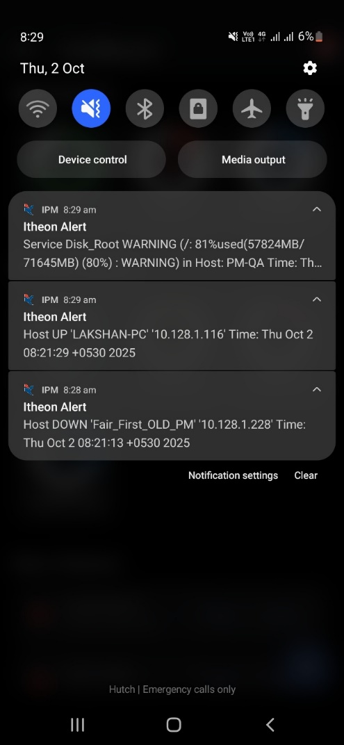 Itheon mobile app push notification alerts